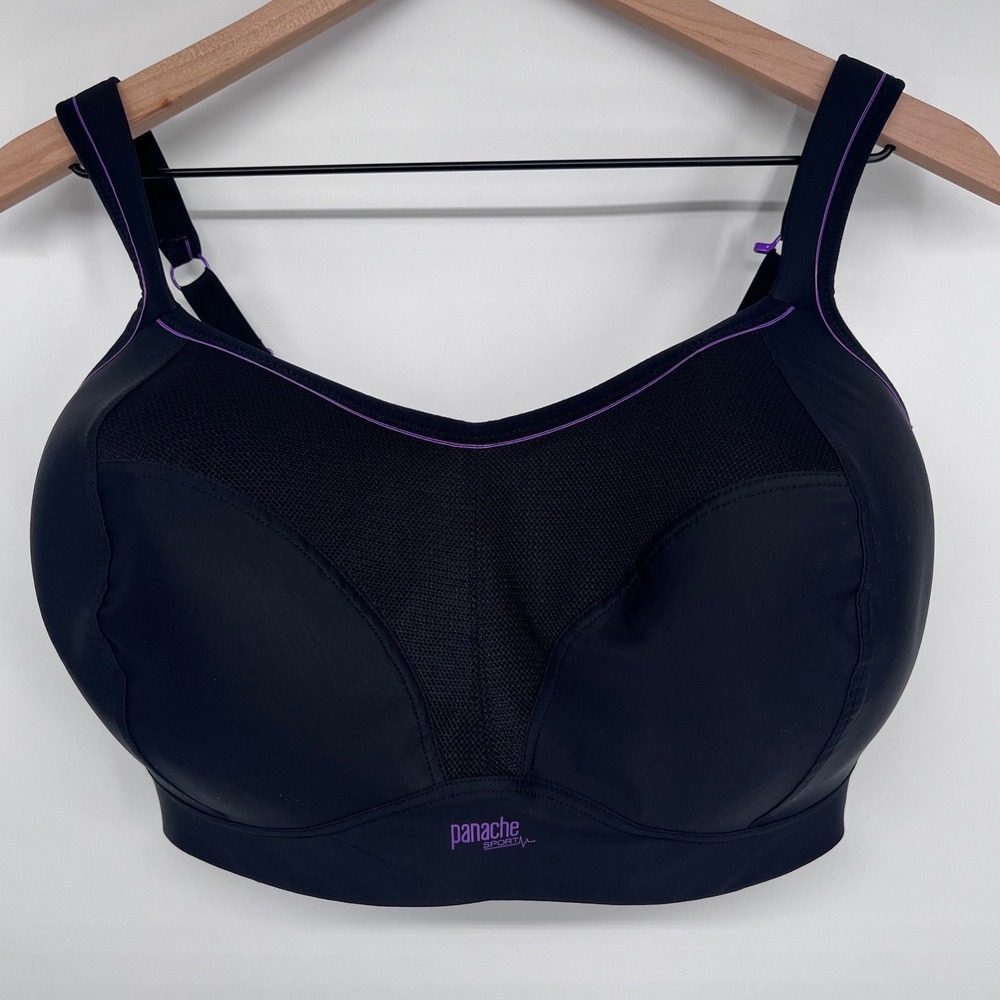 Panache Boundless Padded‎ Wireless Sports Bra Women 36H Black Purple 7341 Active